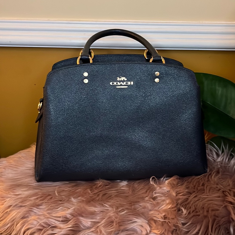 COPY - 100% all leather authentic coach bag navy blue